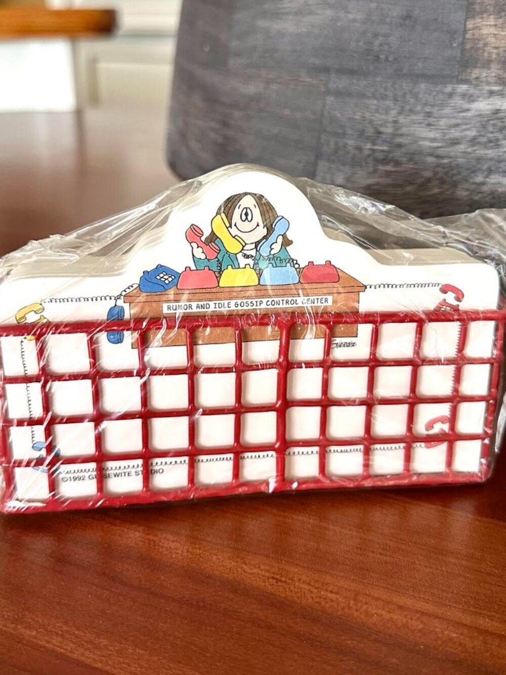 Vintage 1992 Cathy Memos in a Wire Basket "Rumor and Idle Gossip Control Center"